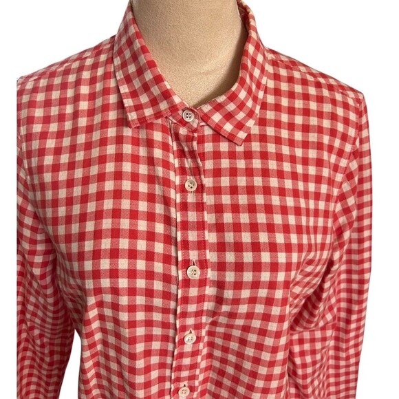 J Crew  Women's Perfect Pink White Check Button Down Long Sleeve Shirt Sz S - Picture 2 of 6
